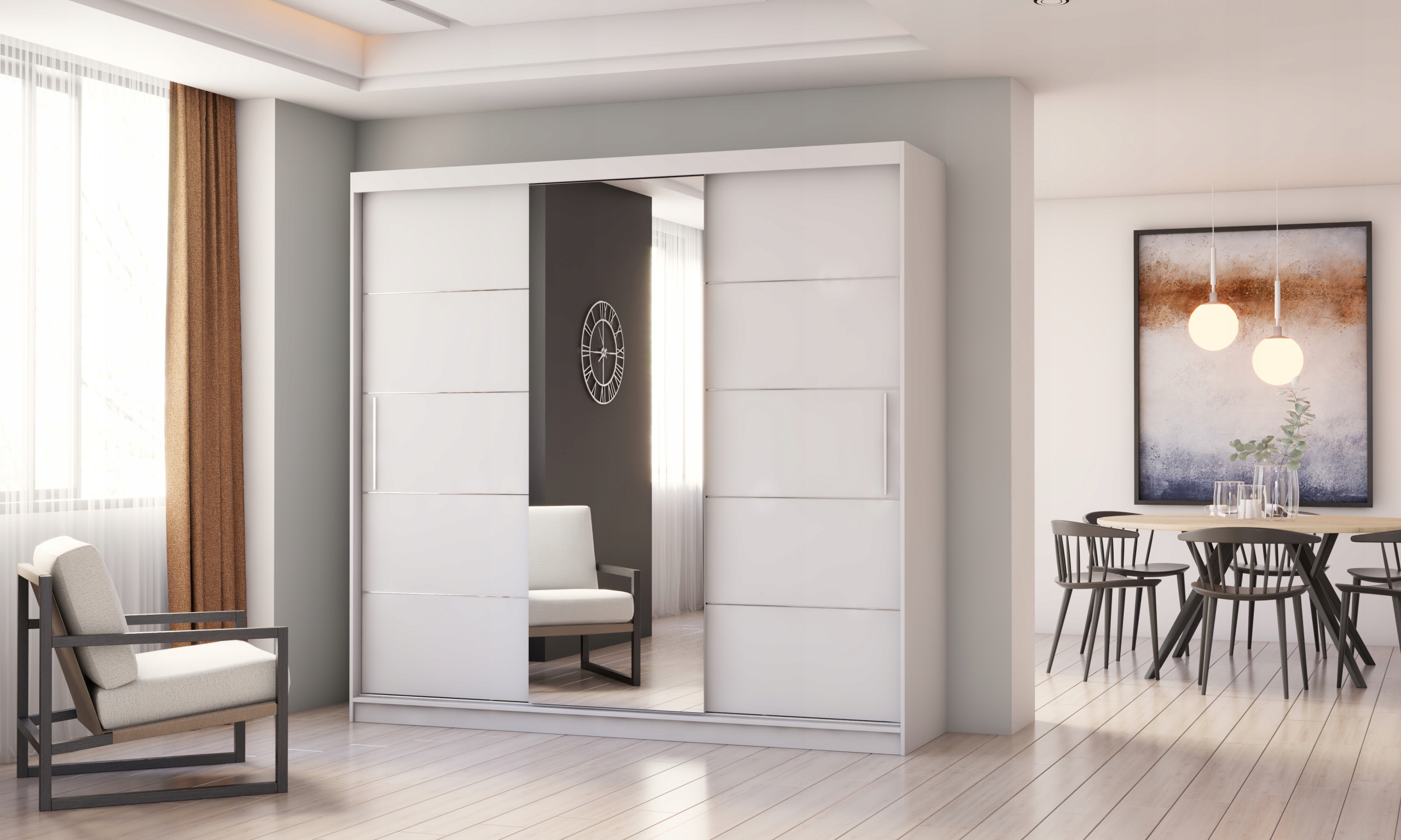 POJEMNA SZAFA PRZESUWNA 3 DRZWIOWA ALBA 250 LUSTRO Informacje dodatkowe szafa z lustrem