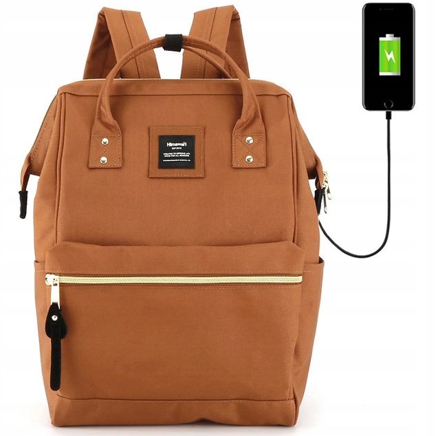 Wro Damski plecak szkolny na laptopa 13,3" Himawari 9001 Usb #19 brązowy