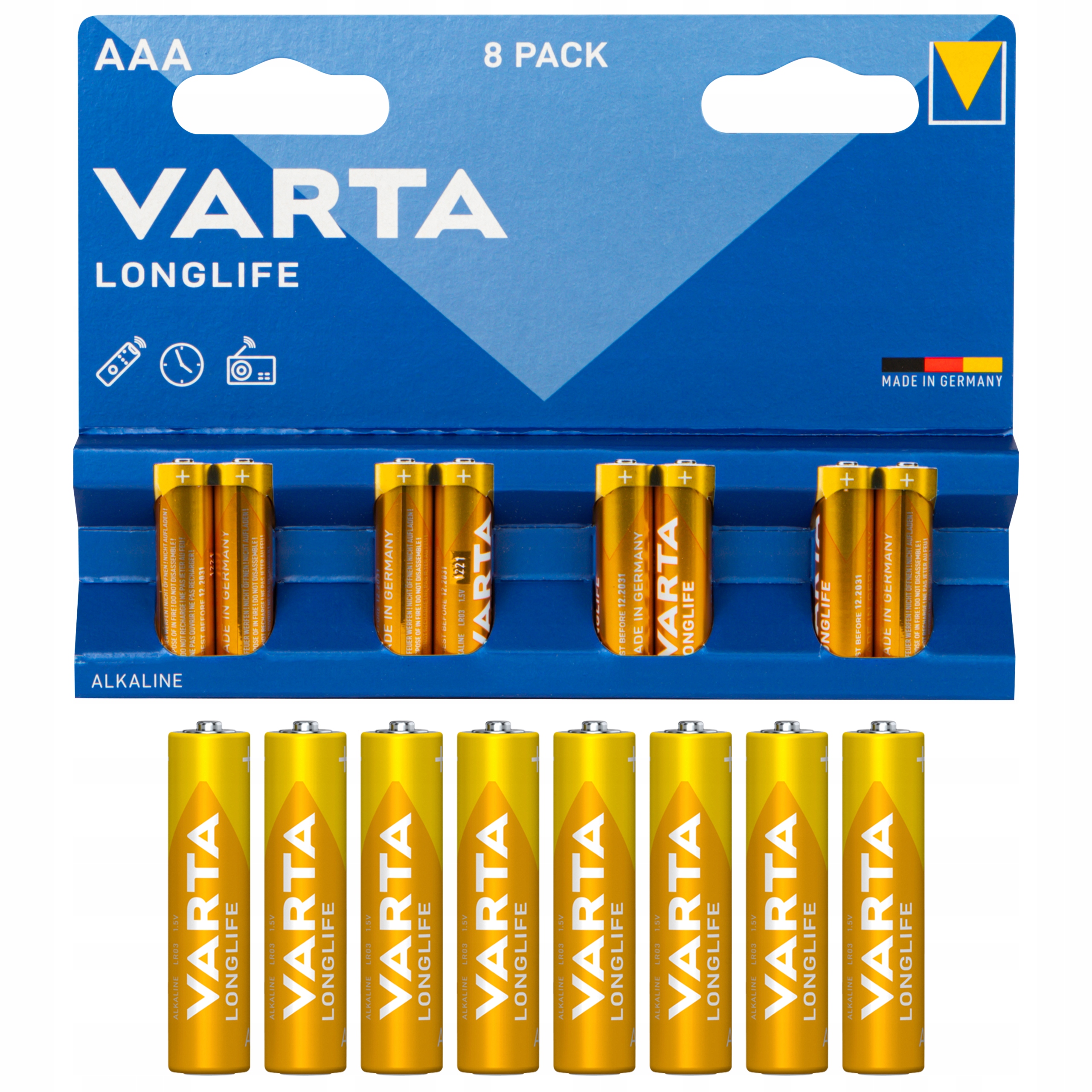 Baterie alkaliczne VARTA AAA R3 LONGLIFE 8 sztuk