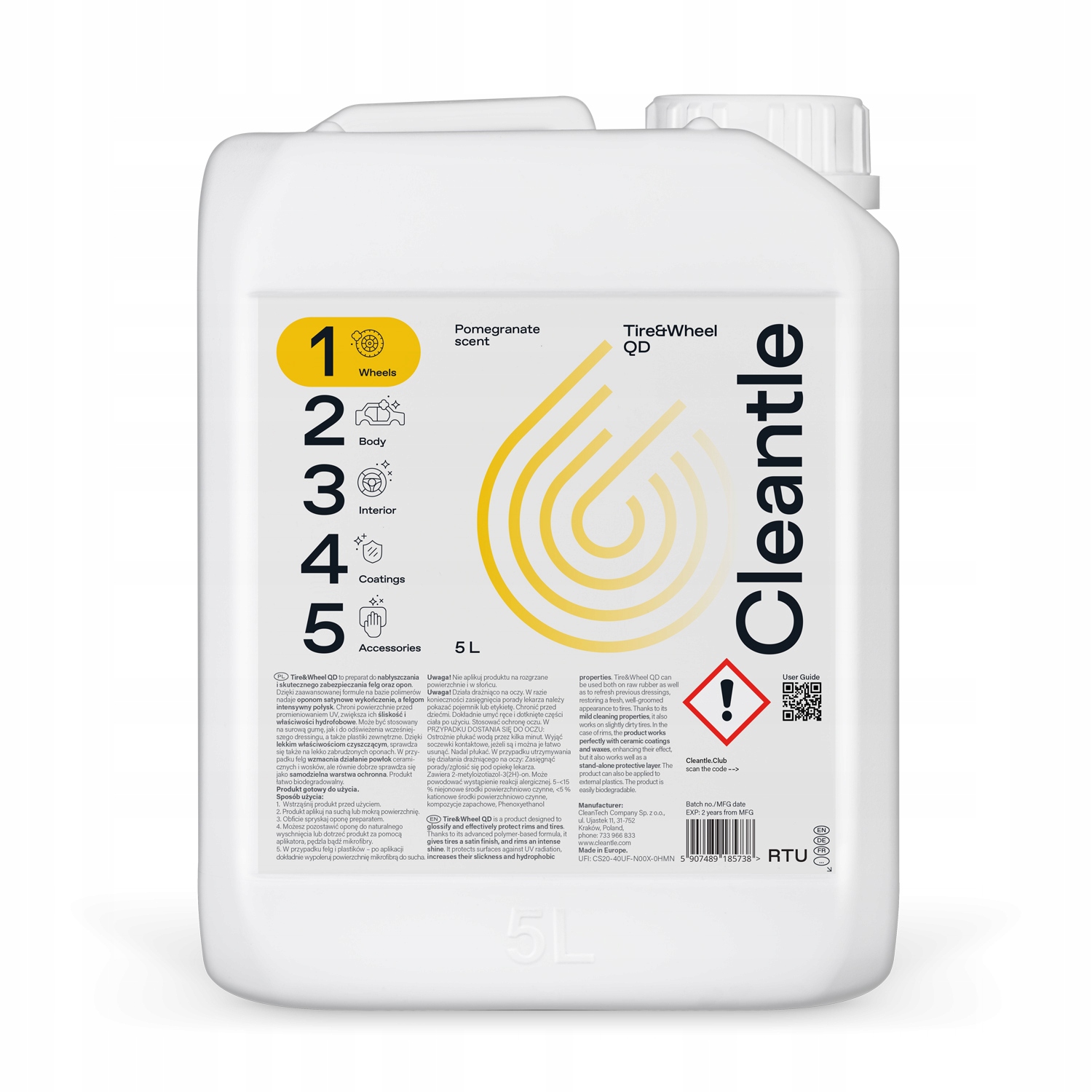 CLEANTLE _ ŚRODEK DO ZABEZPIECZANIA OPON I FELG TIRE&WHEEL QD 5L