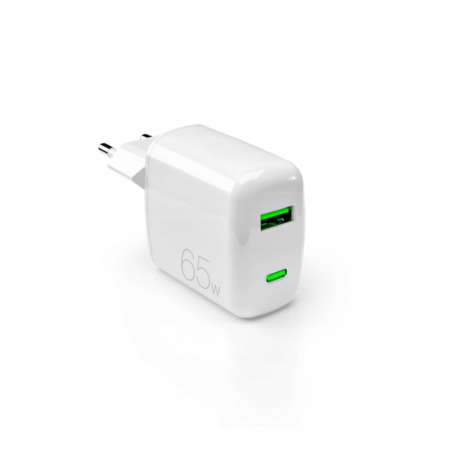Nabíjačka Usb-a Usb-c GaN 65W biela 2 porty kompaktná
