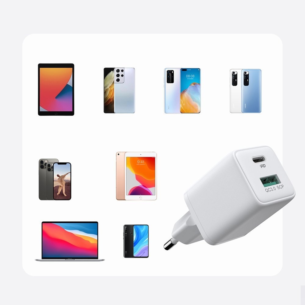 JOYROOM ŁADOWARKA SIECIOWA USB/USB C 30W PD QC 3.0 SZYBKIE ŁADOWANIE Prąd wyjściowy 30 mA
