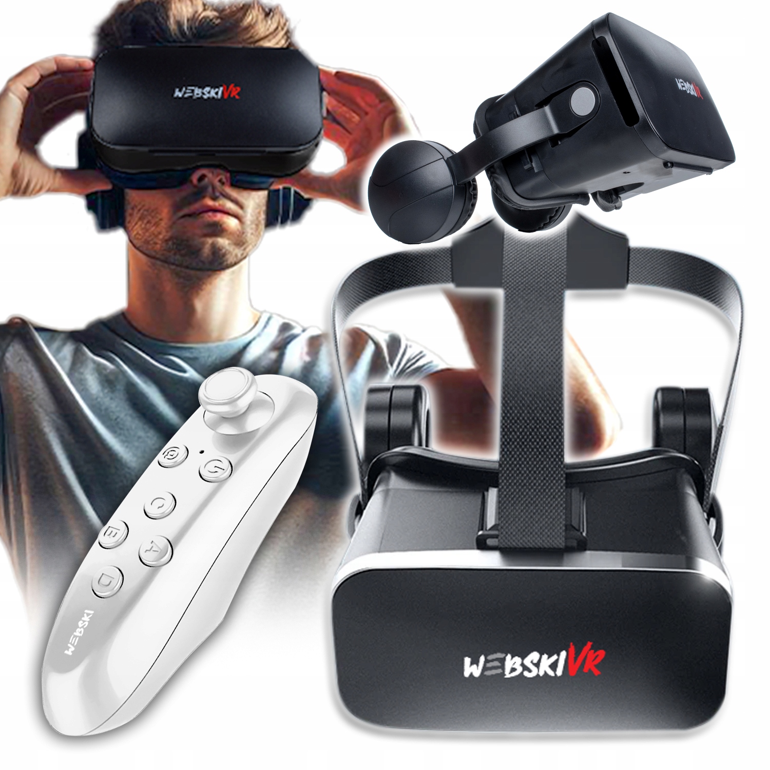 Brýle Vr Brýle S Bezdrátovými Sluchátky Bluetooth Pro Telefon Dálkové Ovládání