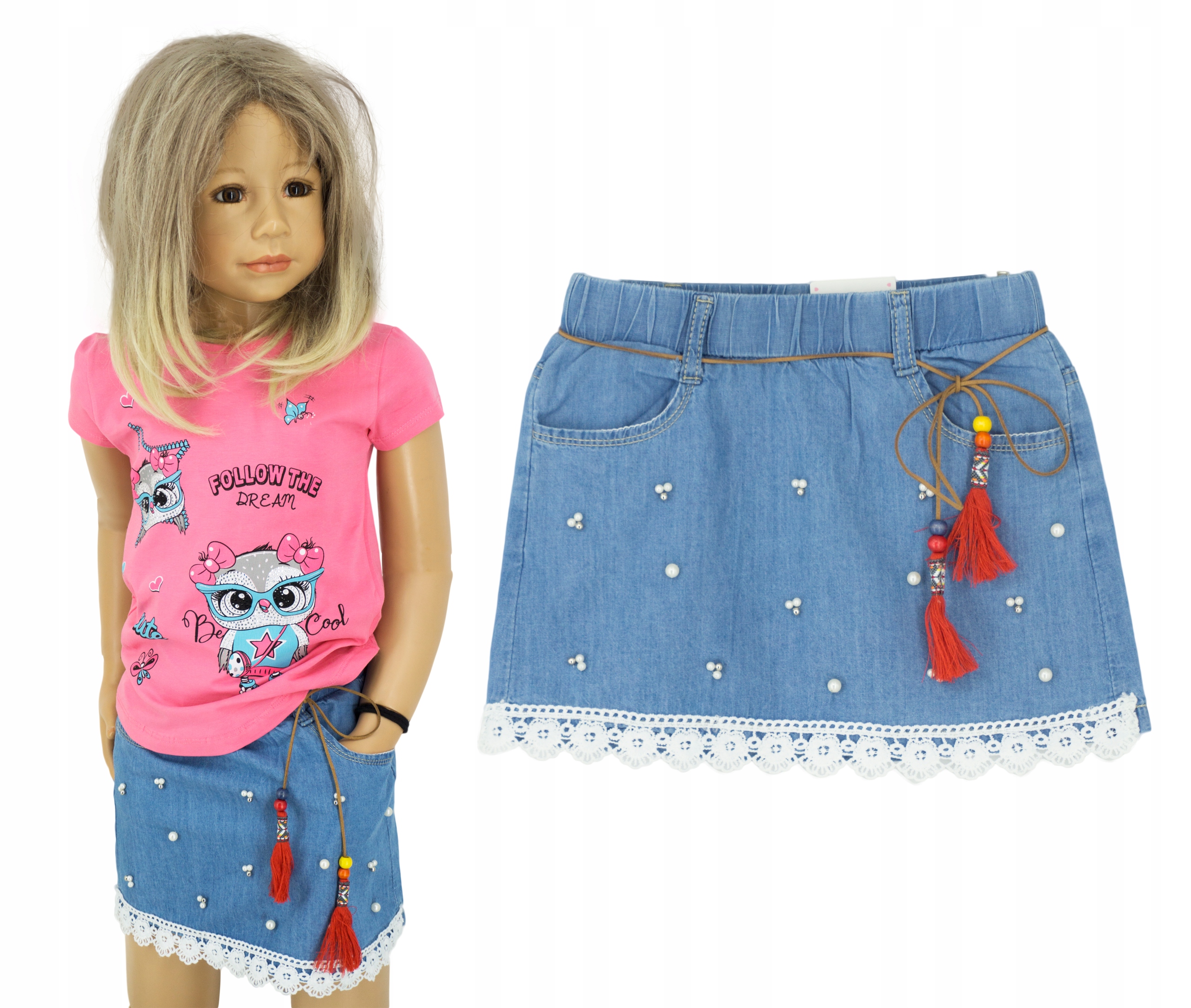 

Spódniczka jeans koronka M0203 r 134
