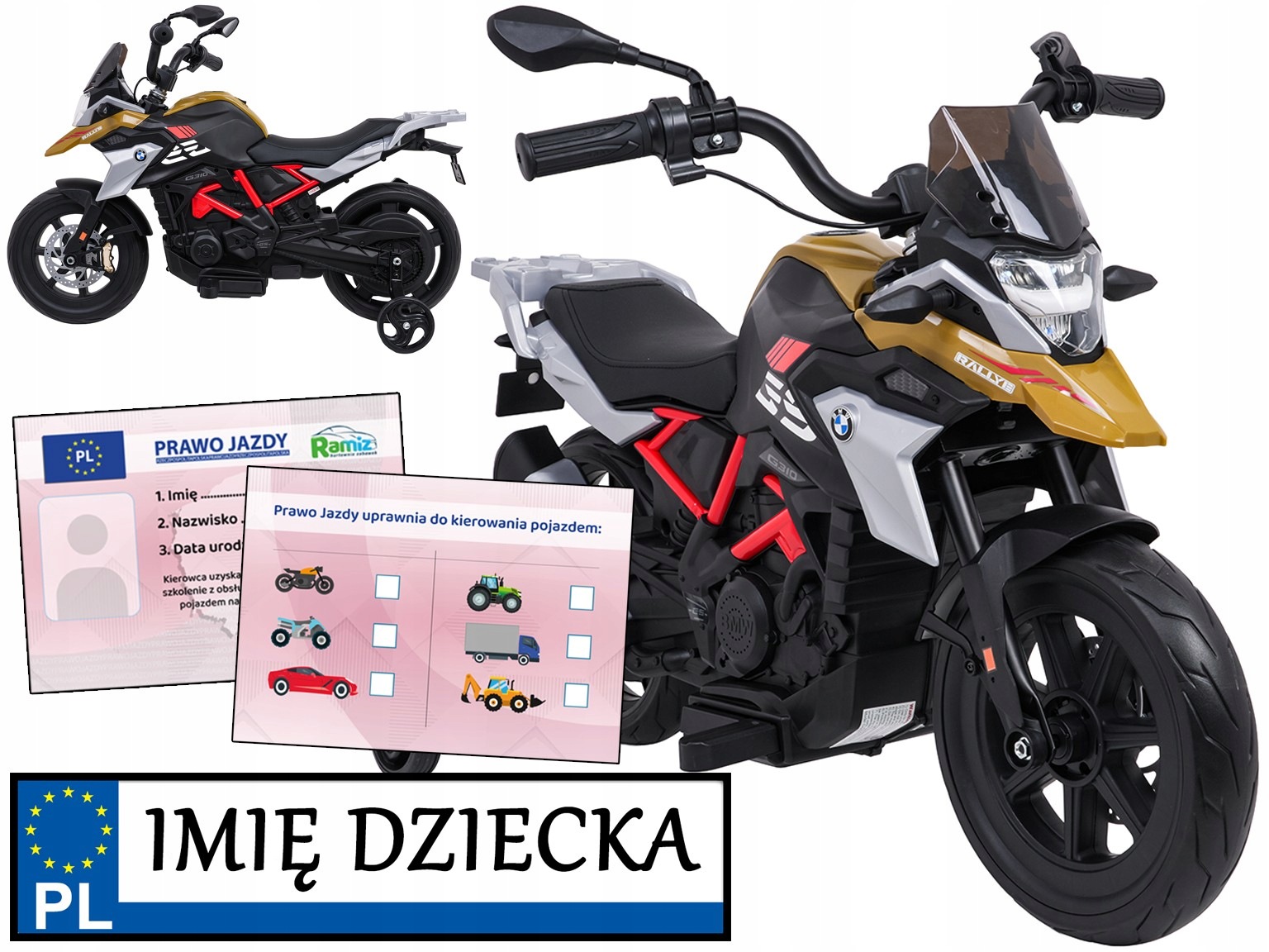 duży Motor Elektryczny dla dzieci Bmw G310GS tablica imienna Prawo Jazdy