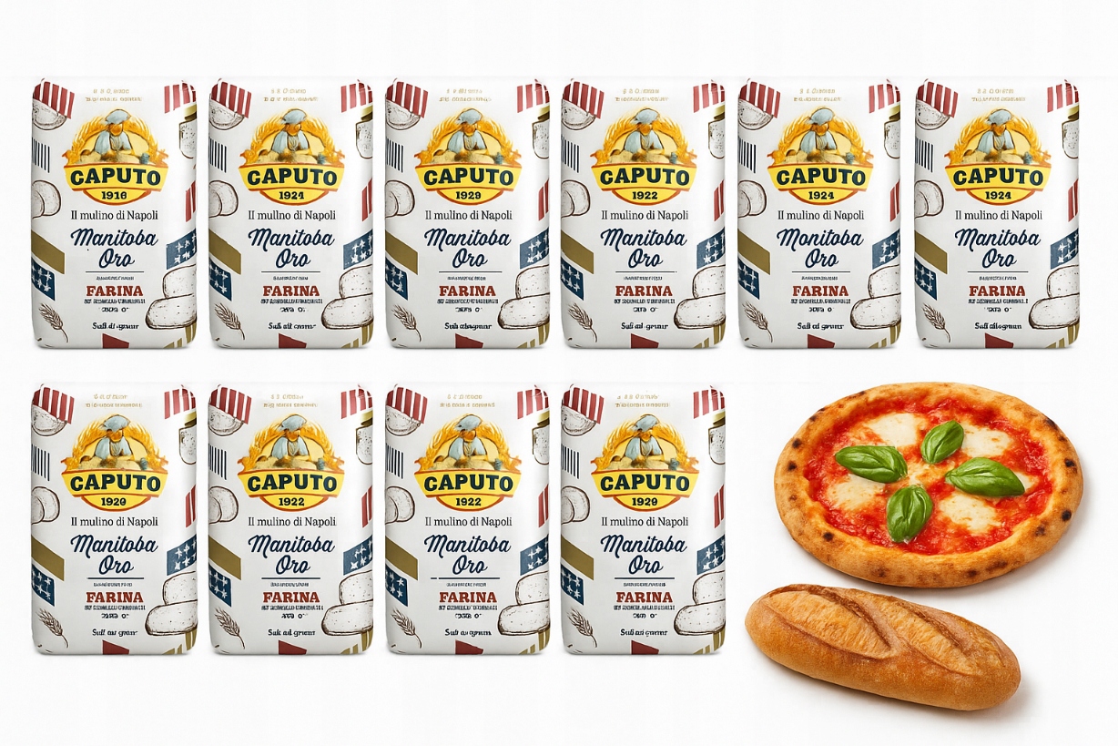 Mąka do chleba mocny gluten pizzy Manitoba Oro 1kg karton Caputo razem 10kg