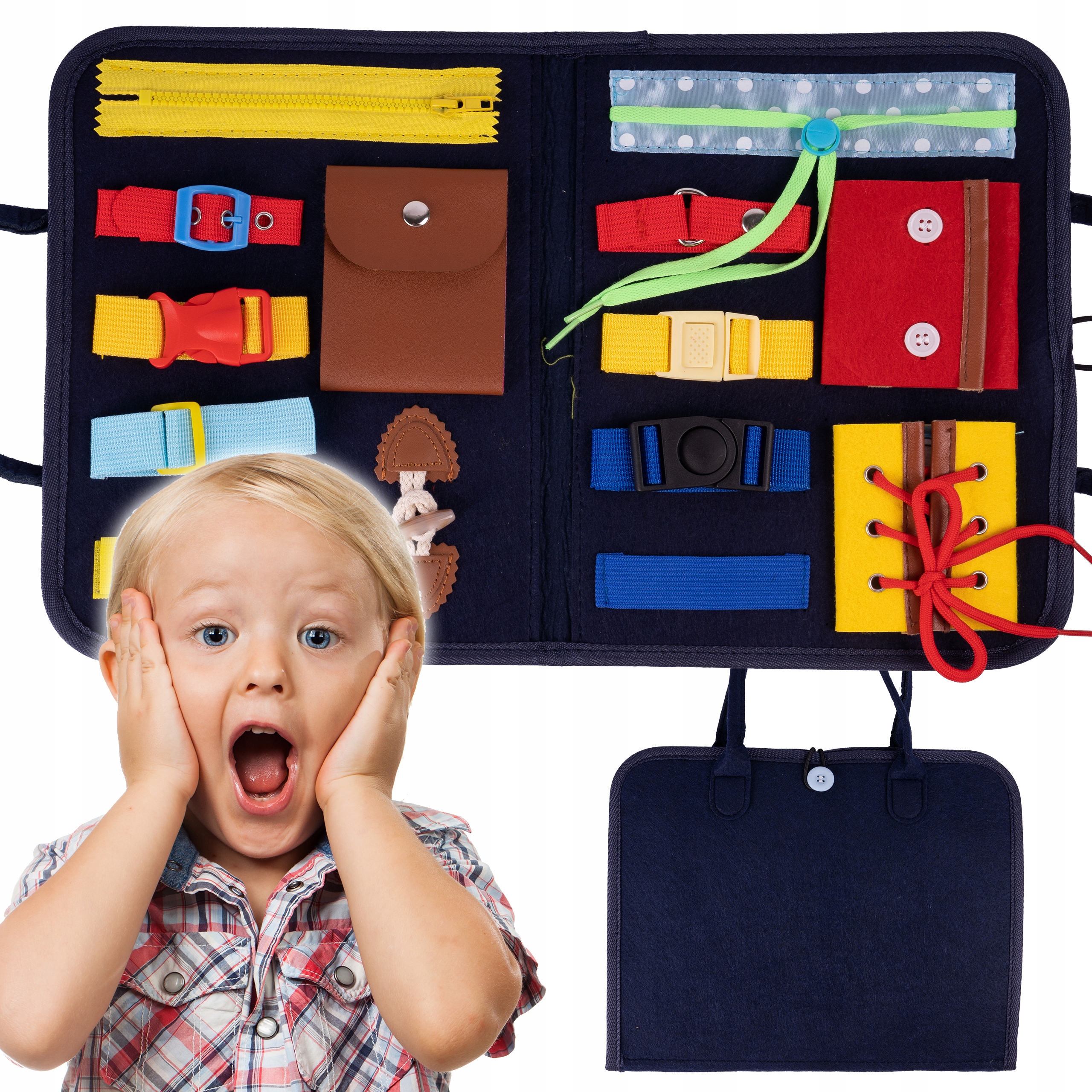 

Sensoryczna Tablica Manipulacyjna Montessori XXL