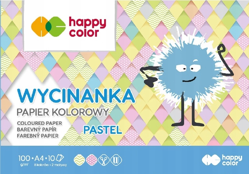 БЛОК ВЫРЕЗ HAPPY COLOR A4/10К БУМАГА, ПАСТЕЛЬ