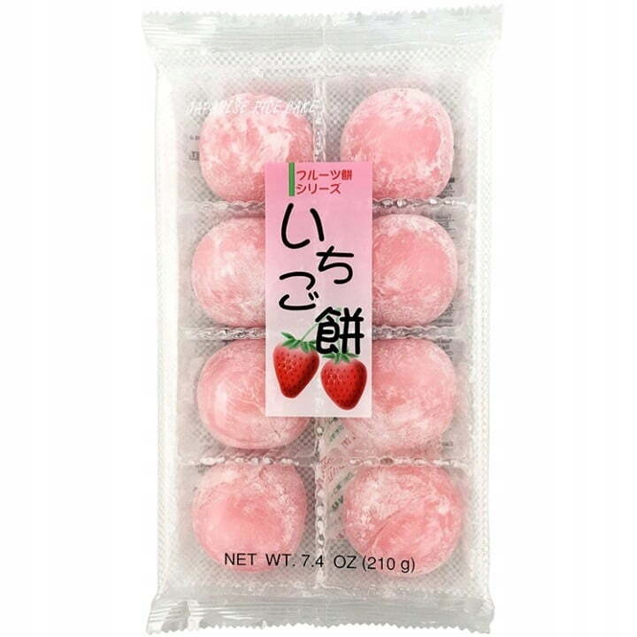 

Japońskie ciasteczka ryżowe Mochi truskawka, 210g