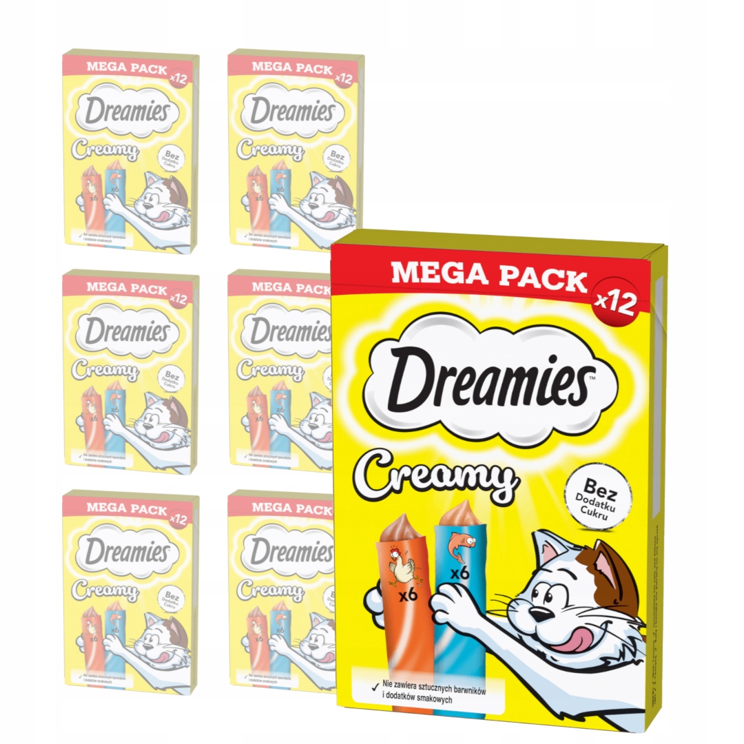 Levně Dreamies Creamy 7x120g Krémová Pamlsek pro Pro Kočky s kuřecím masem a lososem
