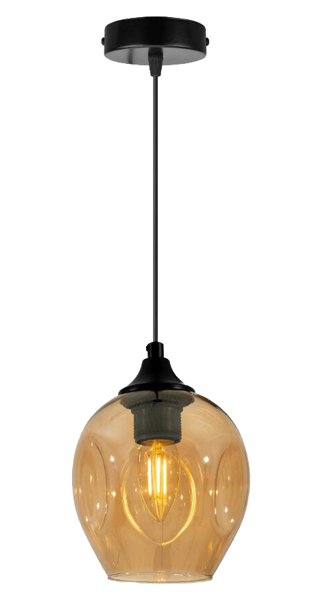 závěsné stropní svítidlo Černé Loft 1XE27 skleněné