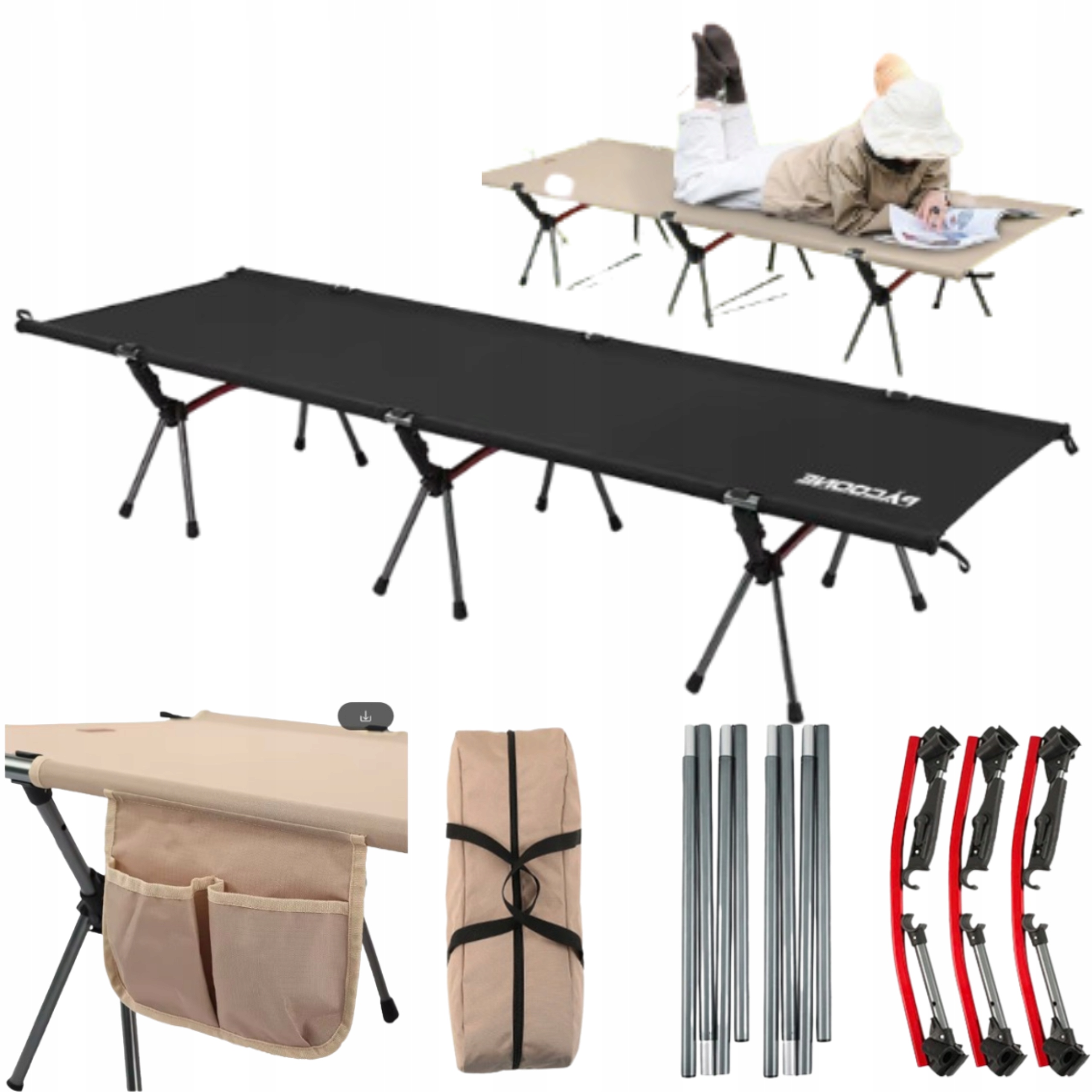 Skládací polní lůžko Velmi Lehké Lehátko Kempingové hliníkové turistické