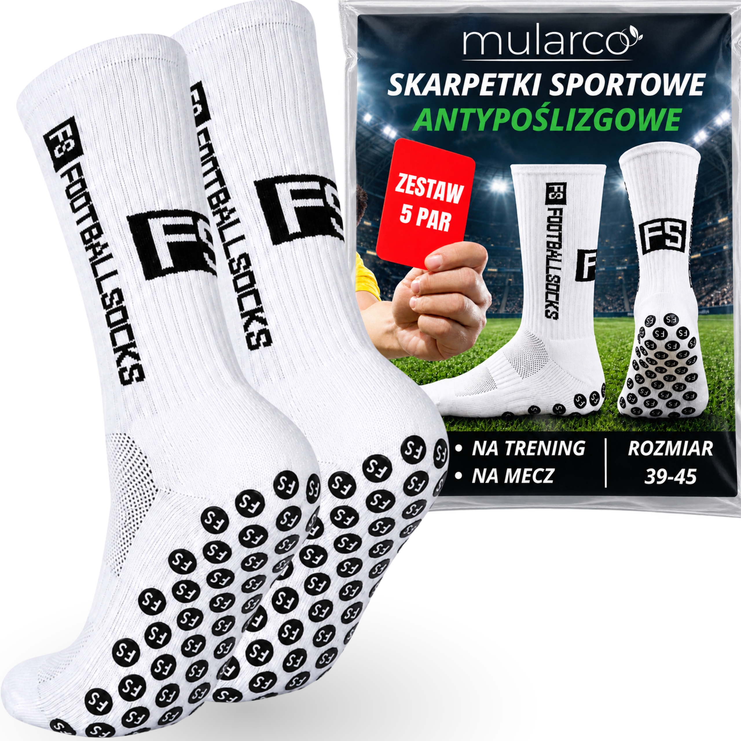 Skarpety Antypoślizgowe Piłkarskie Skarpetki Sportowe Długie 39-45 5 Par