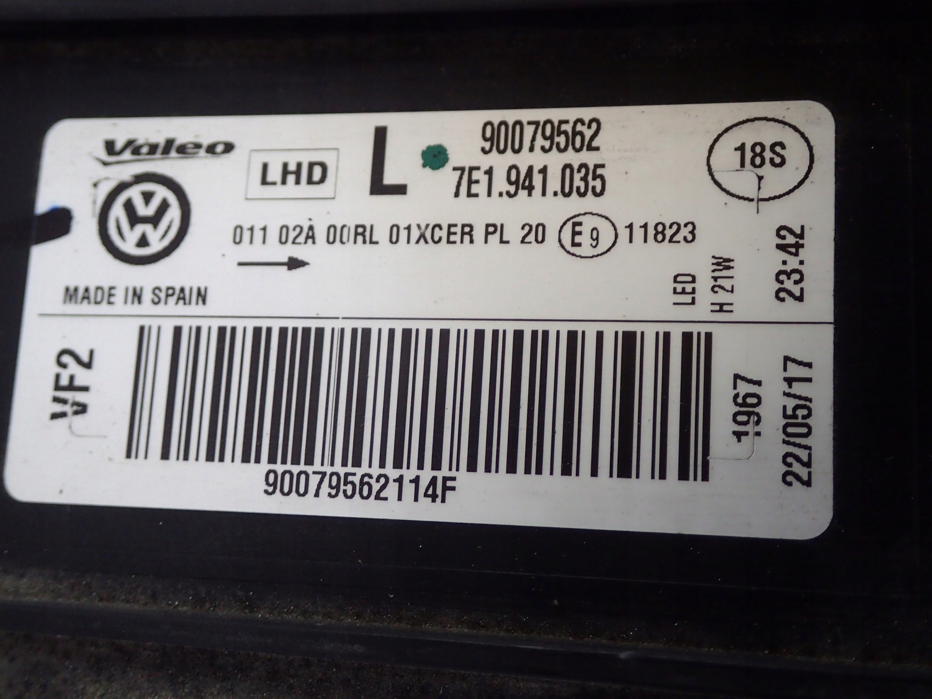 light left left FULL LED VW MULTIVAN T6 7E 2015