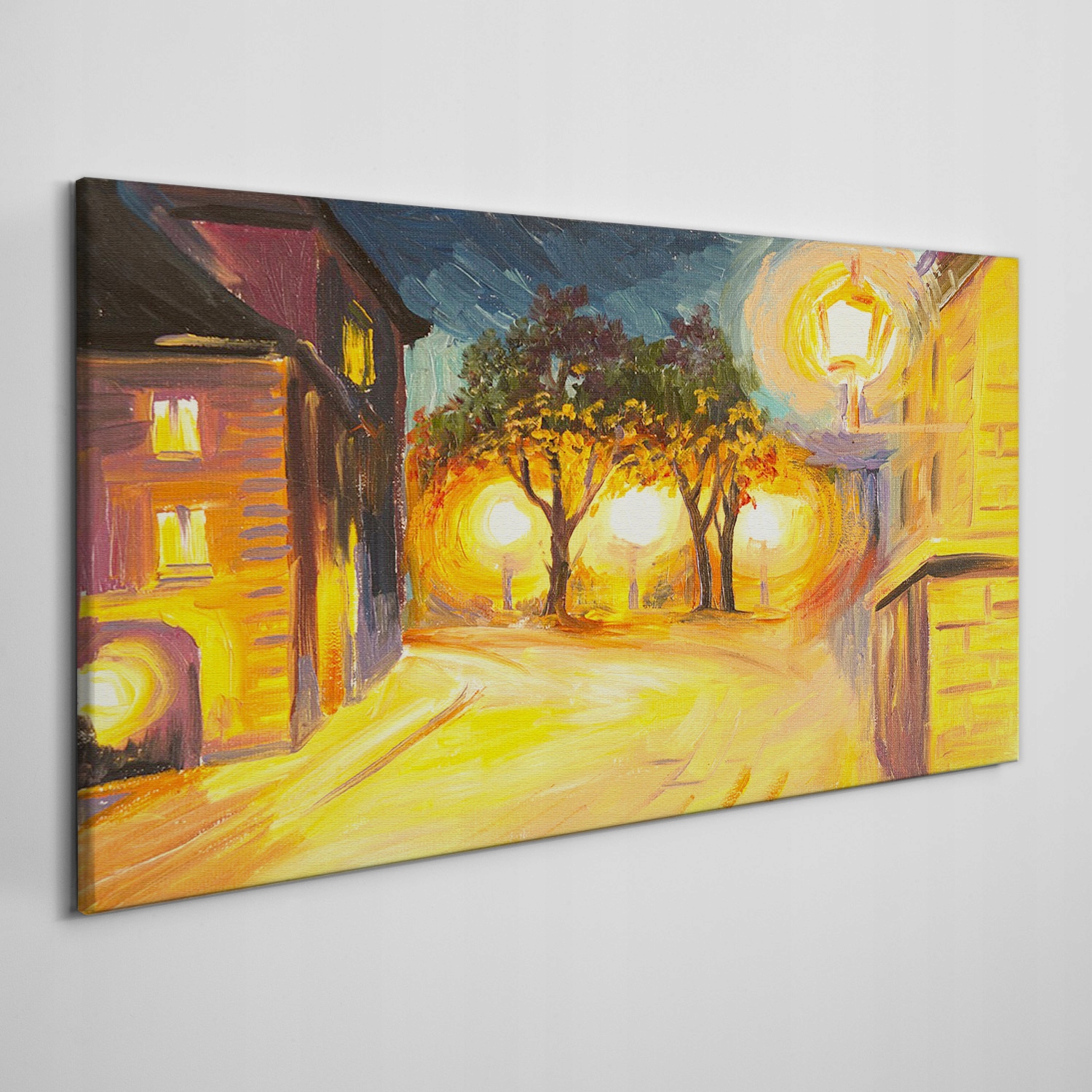 

Obraz na płótnie Miasto lampy noc drzewa 120x60 cm