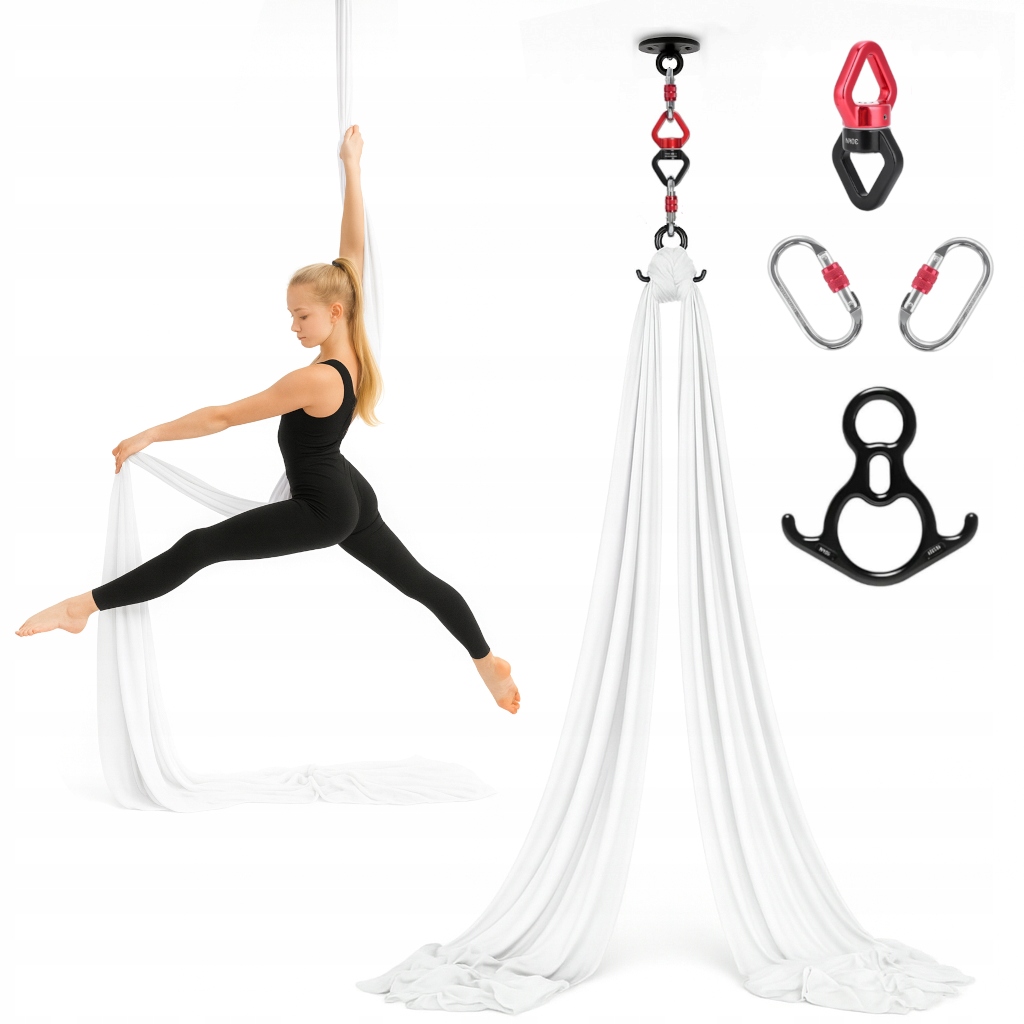 Akrobatická šála aerial silk 6 m Bílá