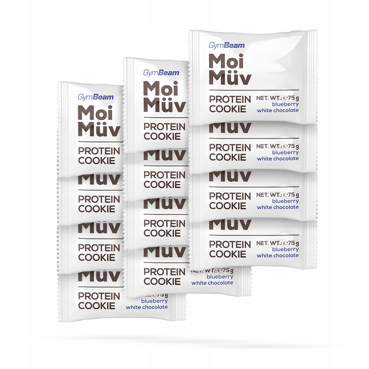 Ciastko Białkowe Fit Przekąska GymBeam 12 x 75g jagoda i biała czekolada