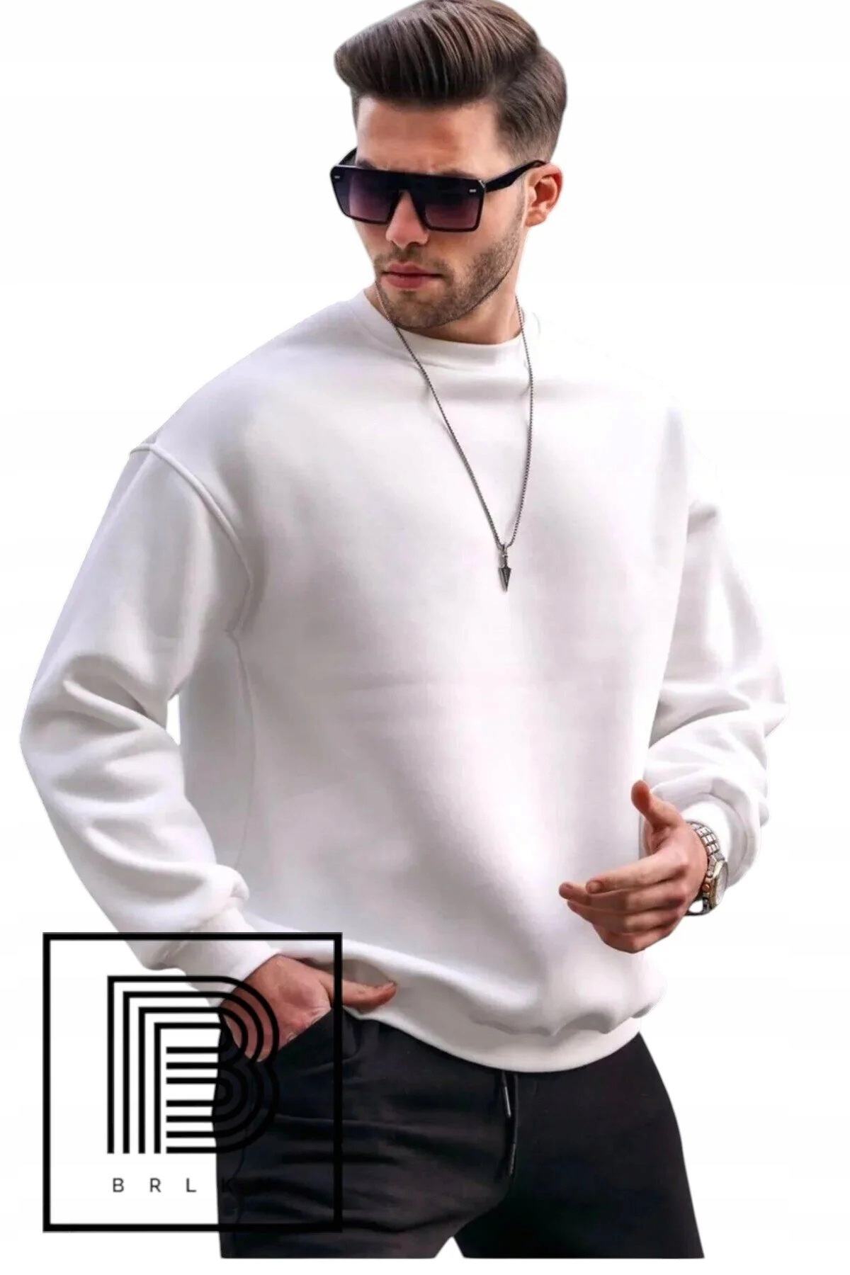 Hladký Bílý Dámský Svetr S Dlouhým Rukávem A Kulatým Výstřihem XL 5IA