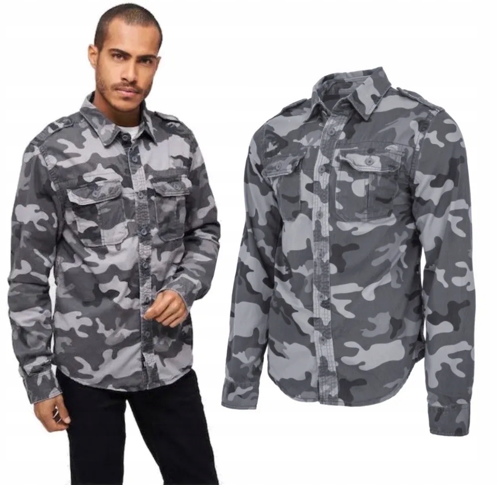 Košile s dlouhým rukávem Brandit Vintage Shirt Grey Camo XXL