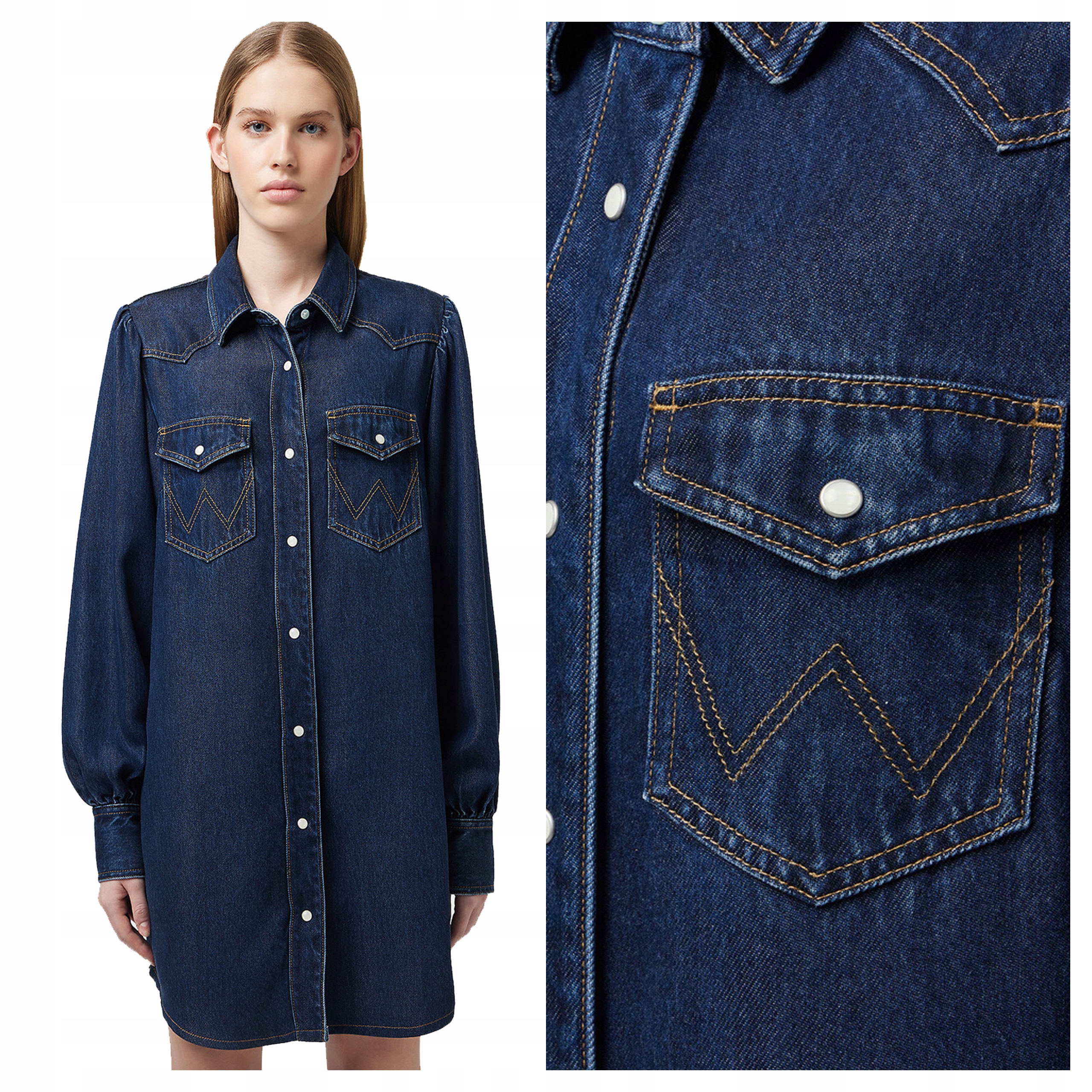 Wrangler Balloonsleeve Shirt S Dámské šaty