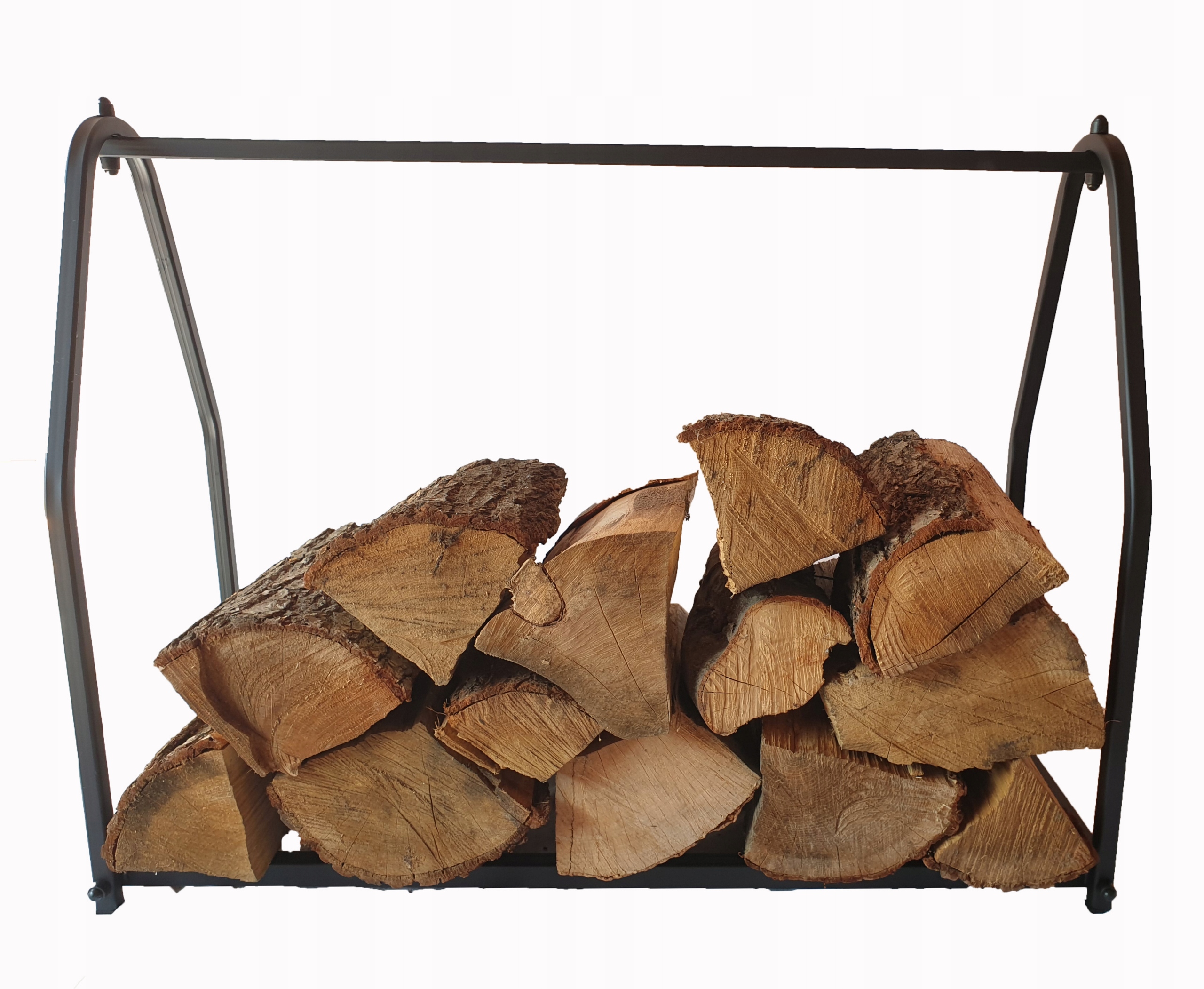 Stojak na drzewo, drewno kominkowe, metalowy kosz szer 75cm x gł 29 x wy 58 Głębokość produktu 29 cm