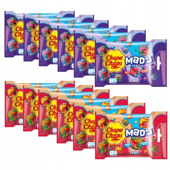 Chupa Chups Mads owocowe żelki chrupiąca posypka mix Fruits, Berries 540g