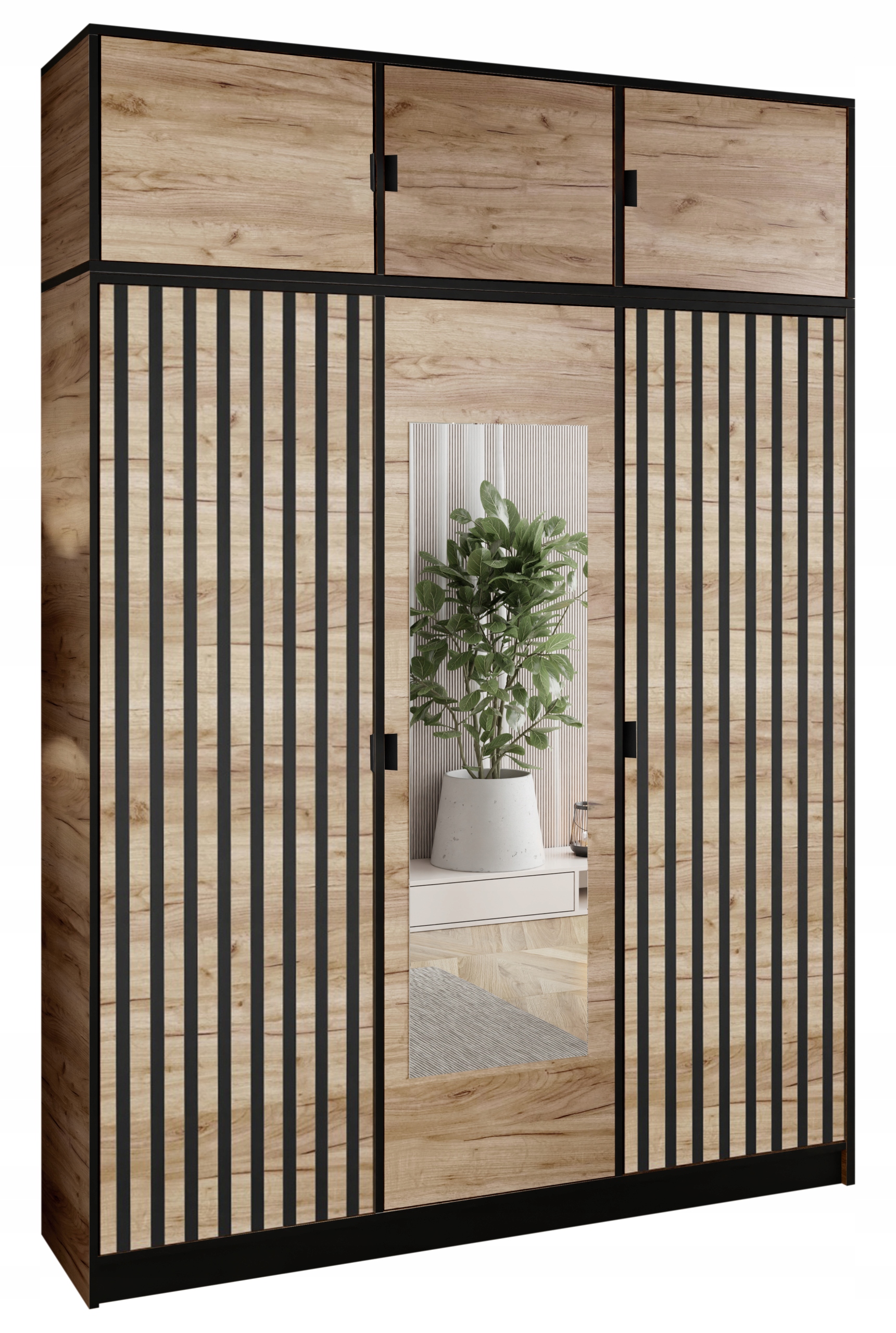 Skříň Lumi 157 3D Dub se zrcadlem dior Vzor 3 Držák č. z Nadst.