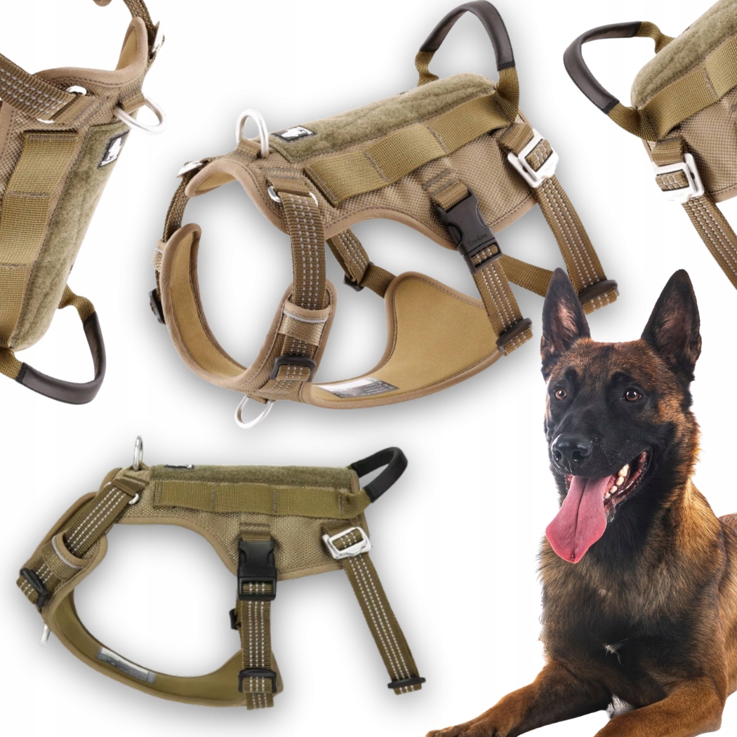 Levně Postroje Pro Psa Proti Úniku Reflexní Truelove Safe Hiking Khaki L