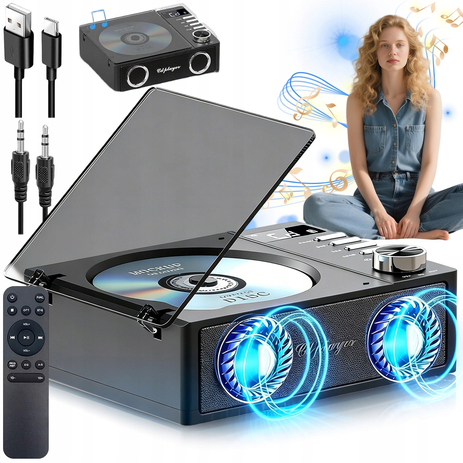 Přenosný Přehrávač CD S Hudbou Přes Bluetooth, Vysoká Kvalita Zvuku