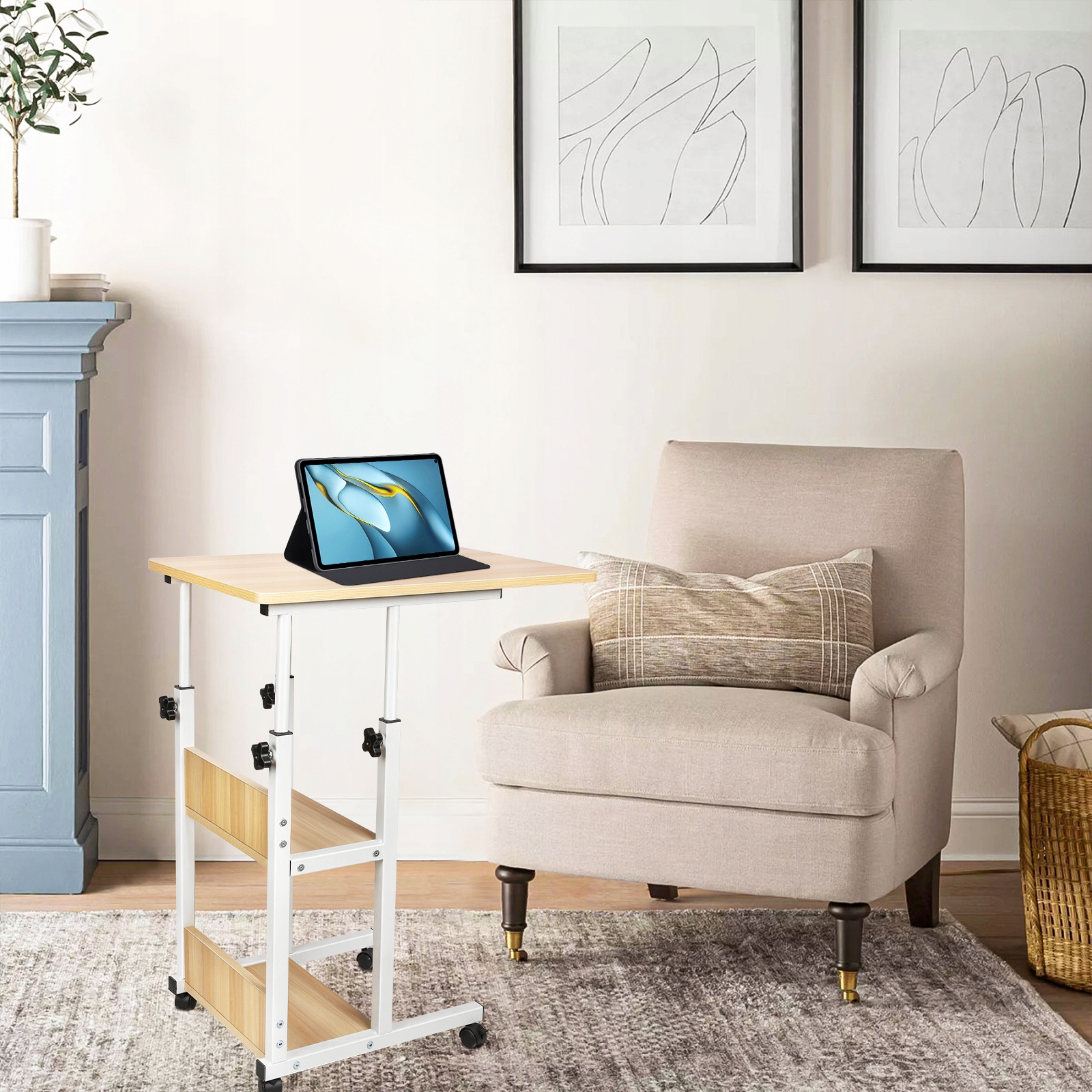 Mobilny Stolik Pod Laptopa Biurko komputerowe Biurko na kółkach 76-83cm Kształt blatu prostokątny