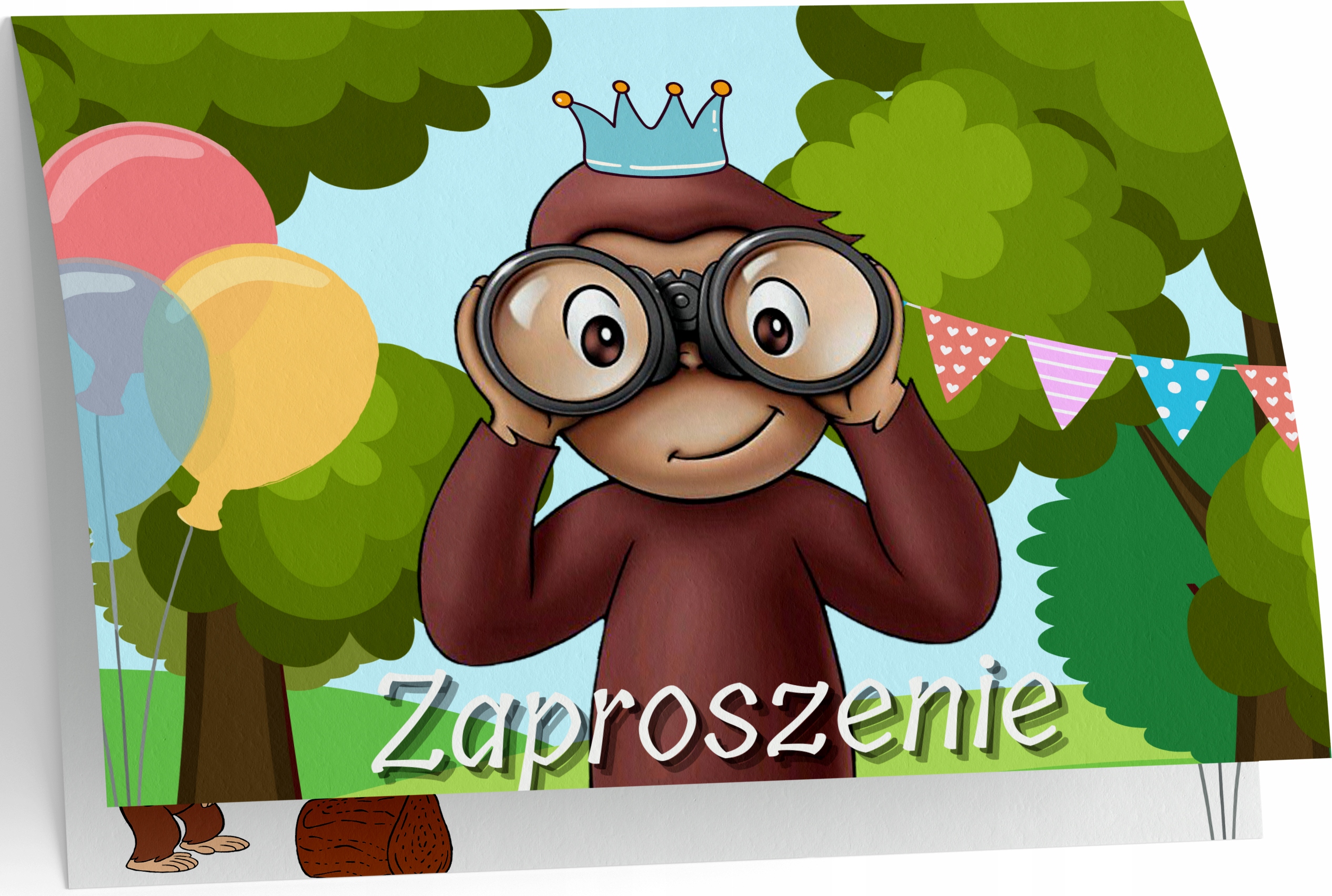 ZAPROSZENIE MAŁPKA MAŁPY ZAPROSZANIA URODZINOWE 20x15 cm