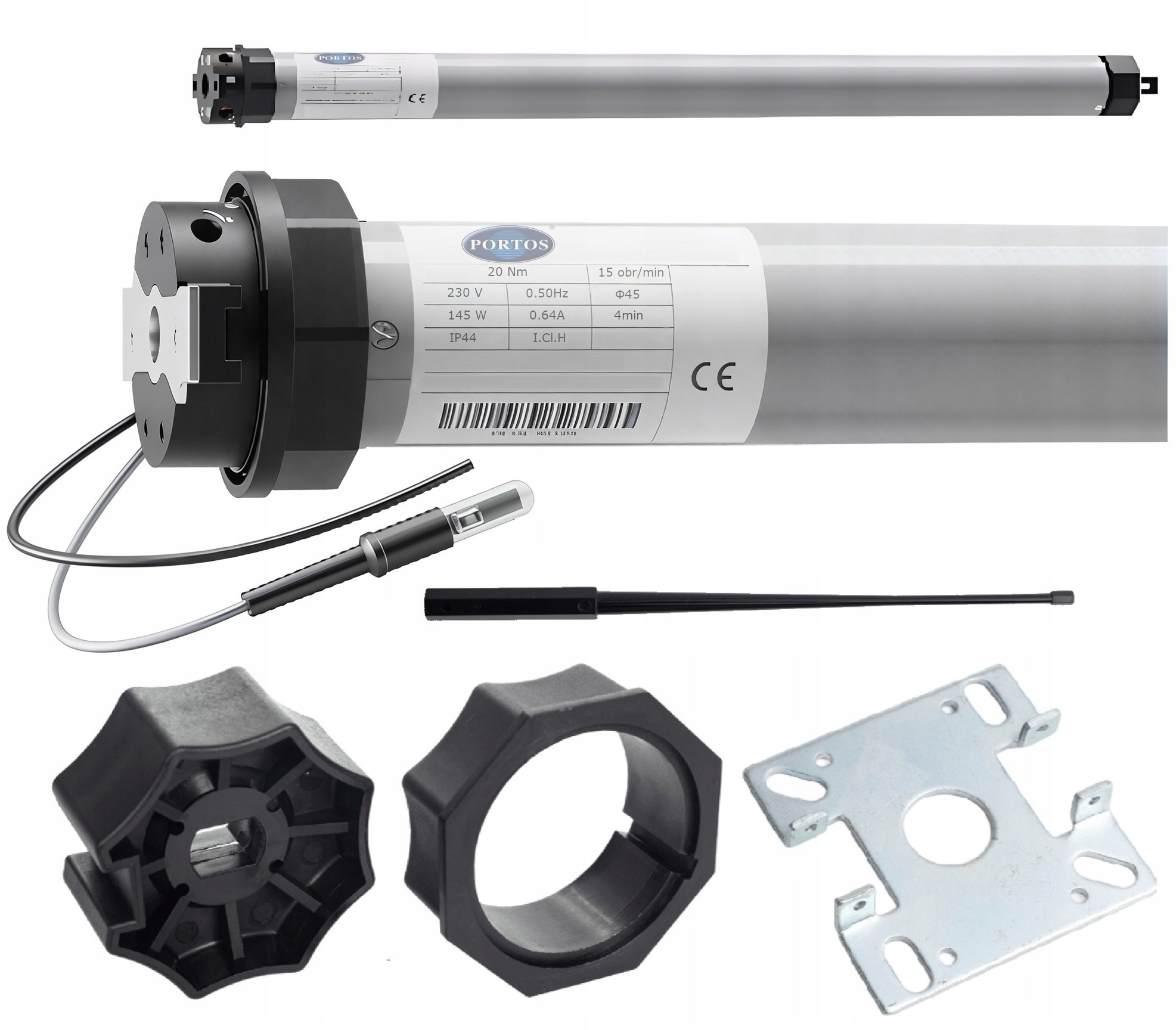 Motor s rádiovým pohonem pro venkovní rolety Fi 60mm 20Nm Portos dálkové ovládání Portos