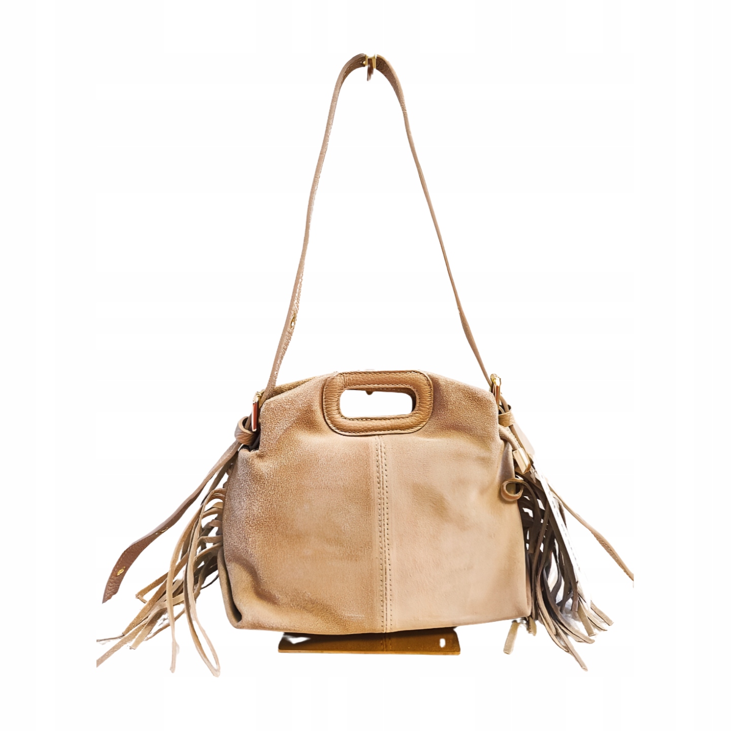 Laura Biaggi semišová kabelka přes rameno s béžovými střapci