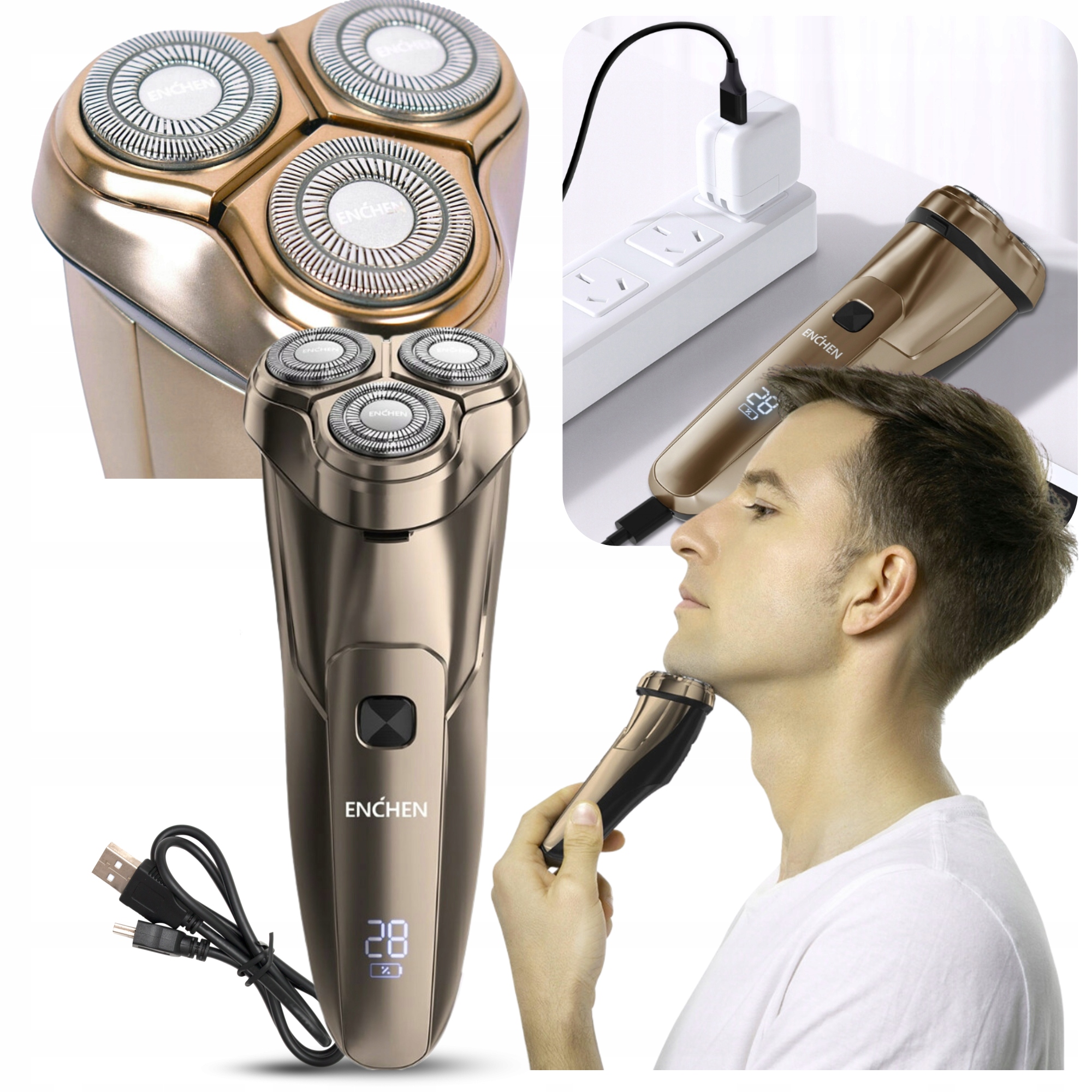 Holicí Strojek pro muže na holení vousů Enchen Steel 3S
