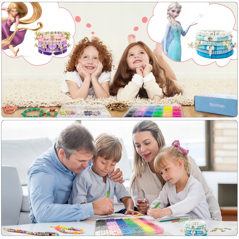 DUŻY ZESTAW KORALIKÓW DO ROBIENIA BRANSOLETEK BIŻUTERII PUDEŁKO 35000szt Wiek dziecka 3 lata +