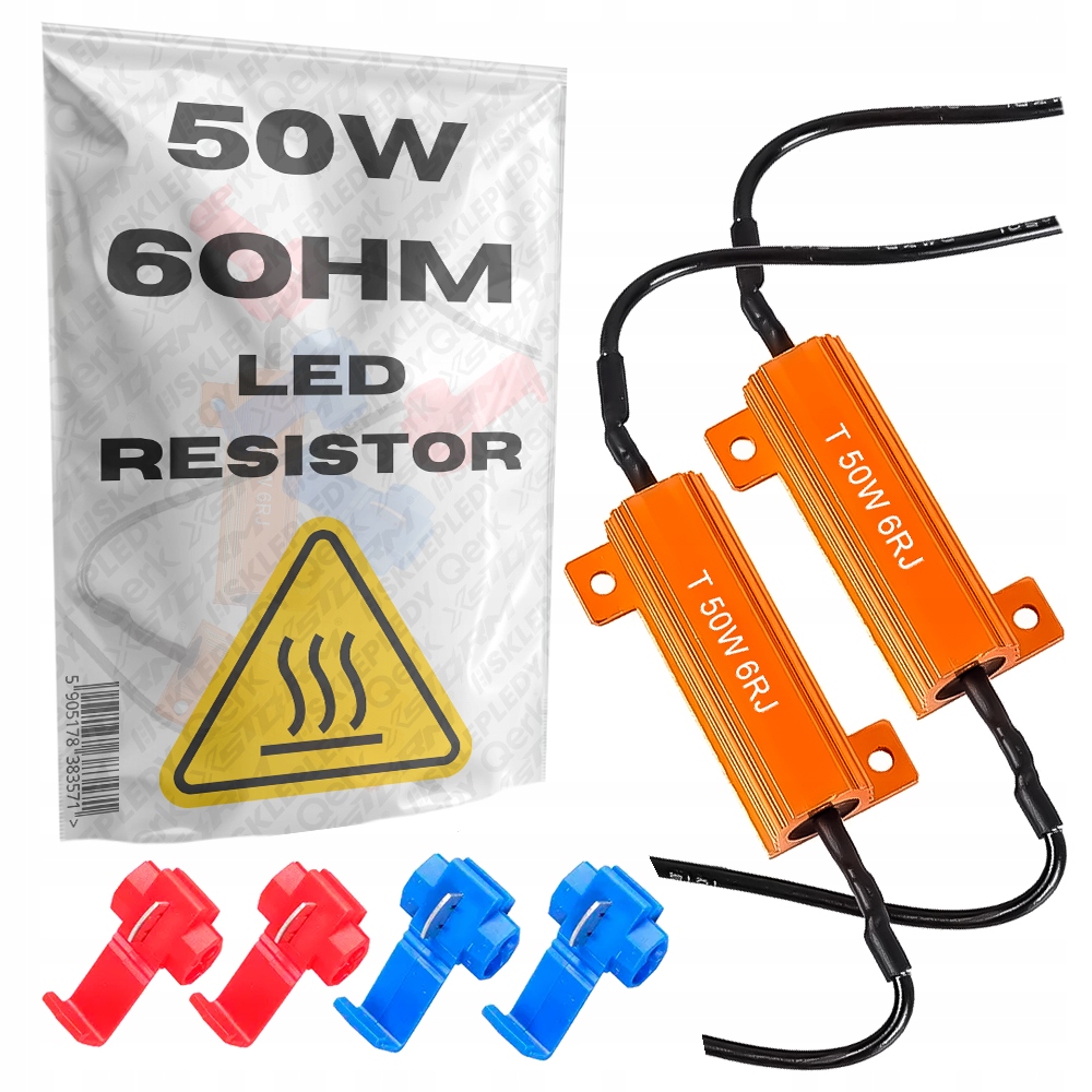 2x Rezystor Led 50W 6Ohm Canbus Dekoder Filtr Opornik Błąd Spalonej Żarówki