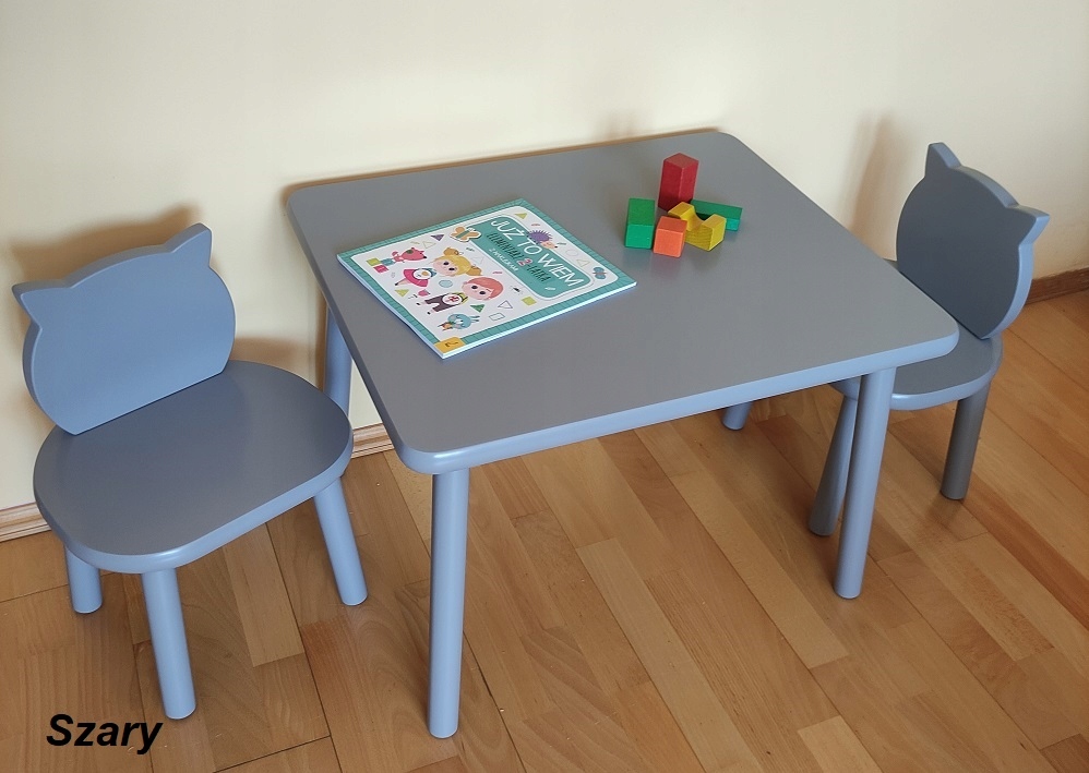 STOLIK I DWA KRZESEŁKA DLA DZIECI - KOTKI - biały Marka inna