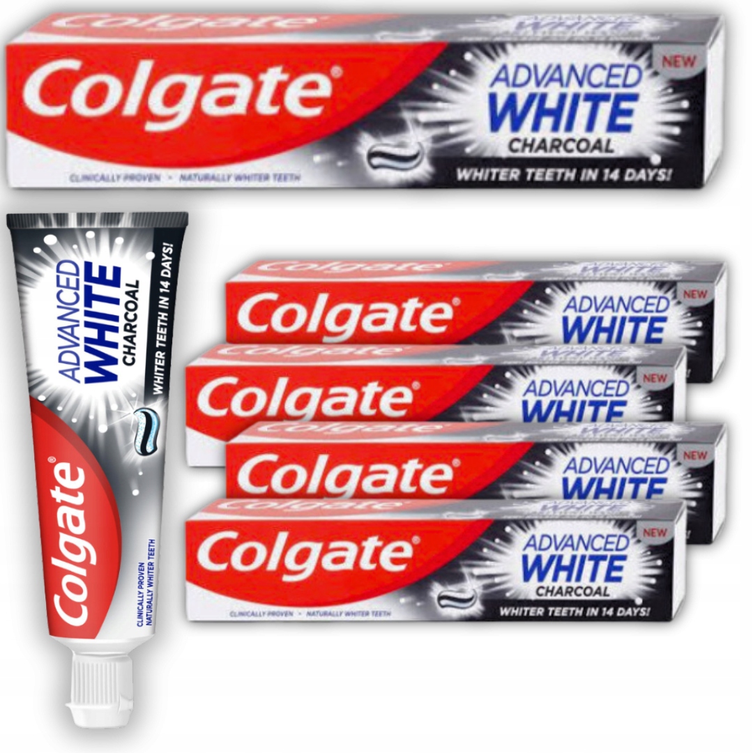 Pasta Do Zębów Colgate Advanced White Charcoal Bielsze Zęby 75ml x 5 Sztuk EAN (GTIN) 8718951253827