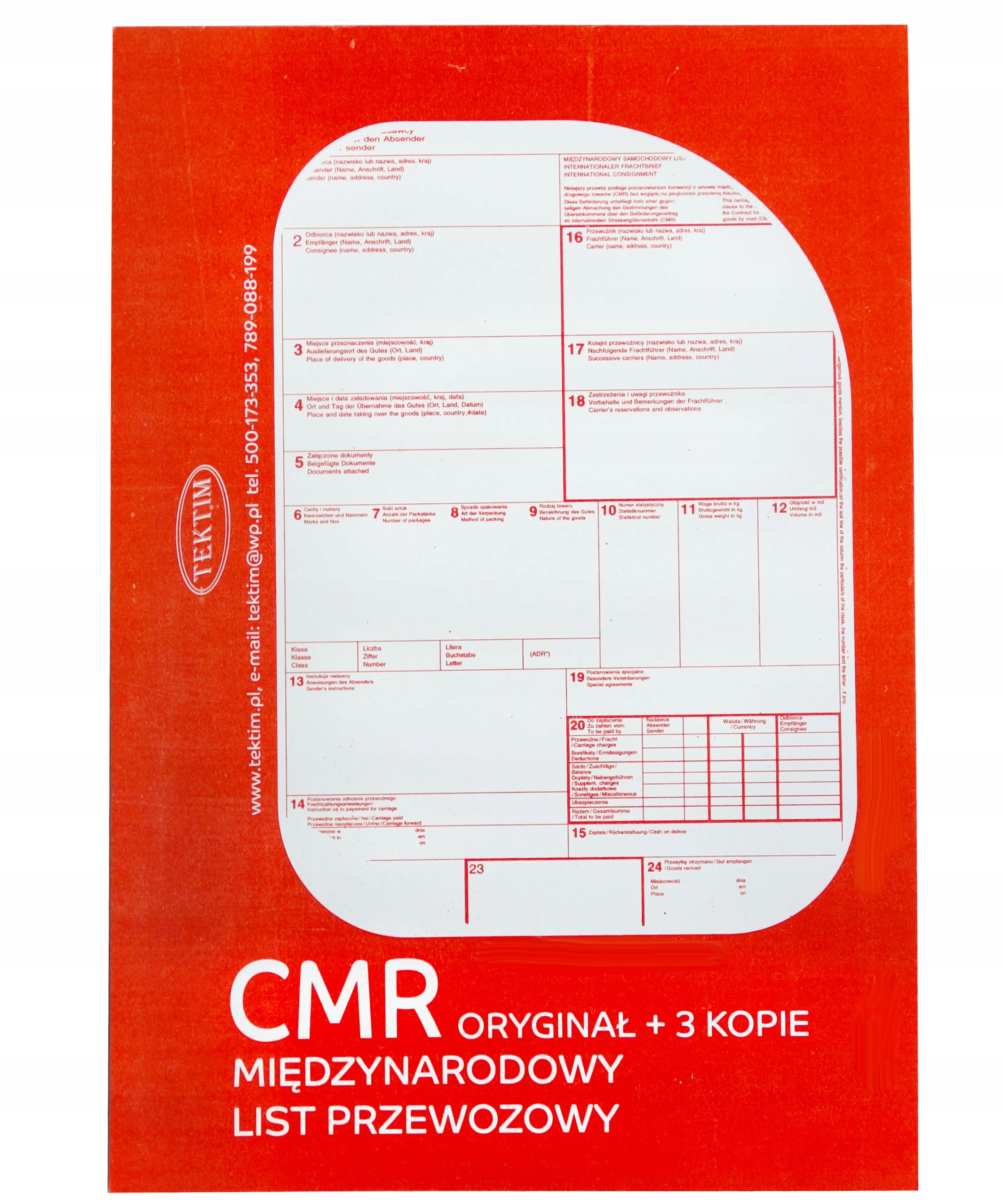 

Cmr List Przewozowy 80 kartek 4 odc 20 kmpl