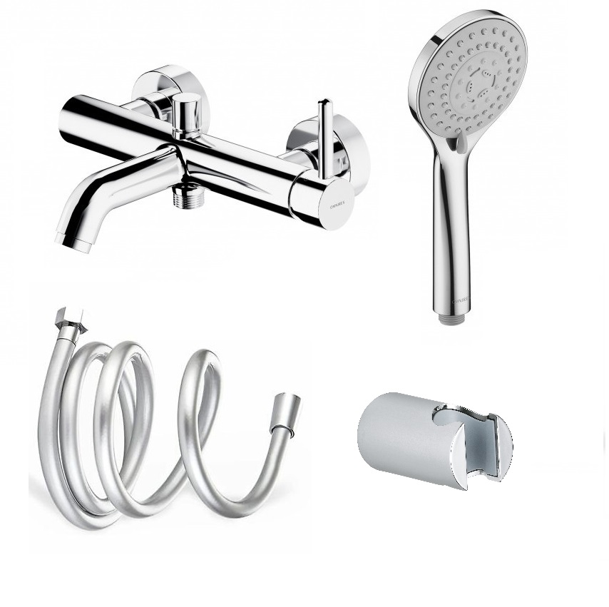 Bateria wannowa Omnires Y z zestawem natryskowym Chrom