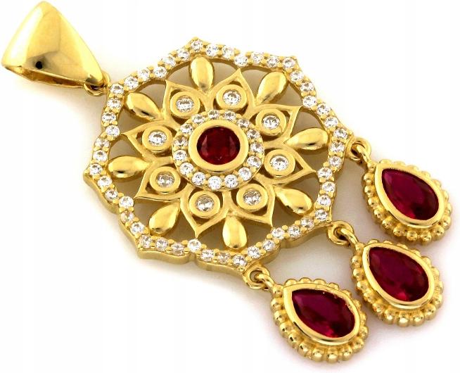 Elegantní zlatý přívěsek 585 s motivem lapače snů a dvoubarevnými zirkony