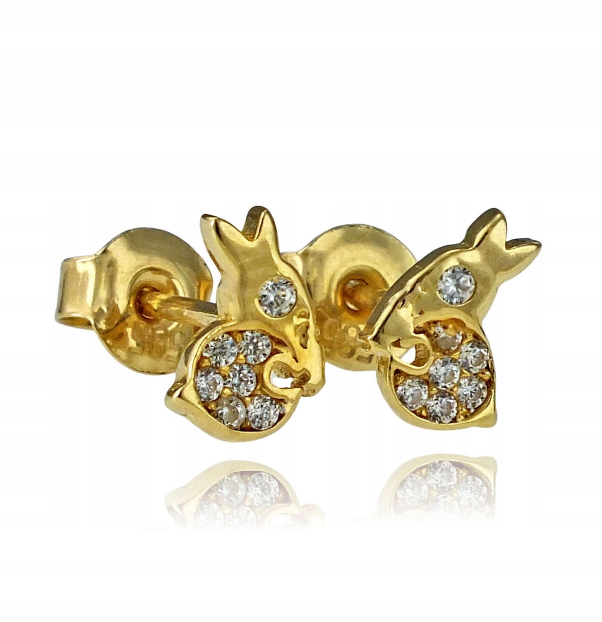 Zlaté Náušnice Zajíčci s zirkony pr. 585