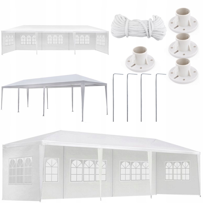 Pawilon Ogrodowy Namiot Imprezowy Handlowy Duży 3x9m Biały 8 Ścianek Pe