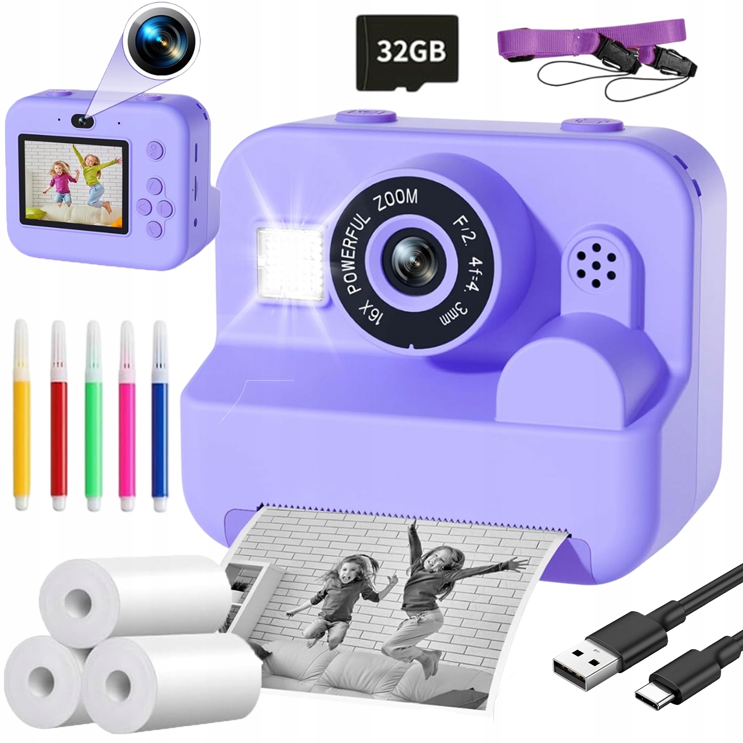 Okamžitý Fotoaparát Pro Děti S 5 Hrami 12 Mp Fialový – Fotografie
