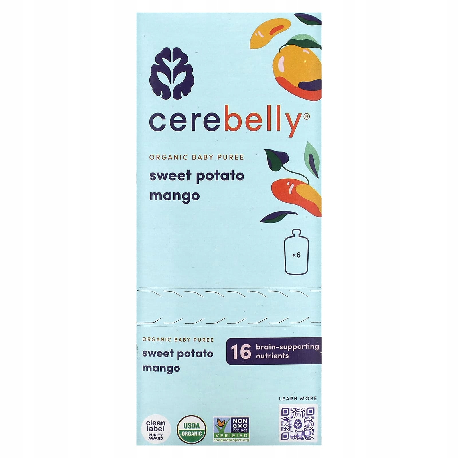 Cerebelly, ekologické pyré pro miminka, batát, mango, 6 sáčků (1)