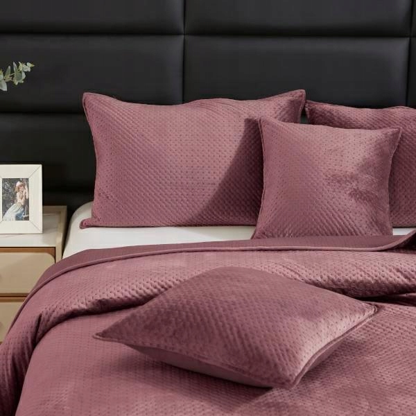 Přehoz velurový 200x220 Maya pudrový tmavý geometrický křížky I24