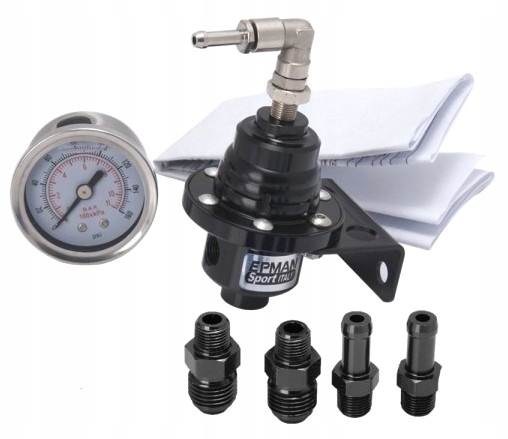 REGULATOR CIŚNIENIA PALIWA CZARNY 4x KOŃCÓWKA ALUMINIOWY DO 8-BAR EPMAN