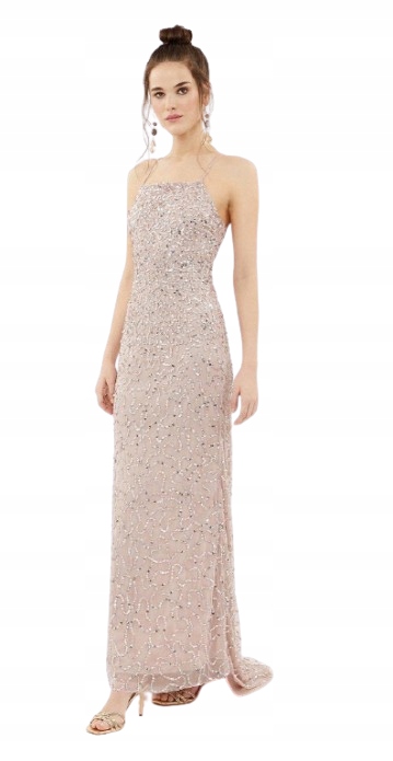 Coast Šaty Růžová Flitrová Maxi Glamour 42 W_h