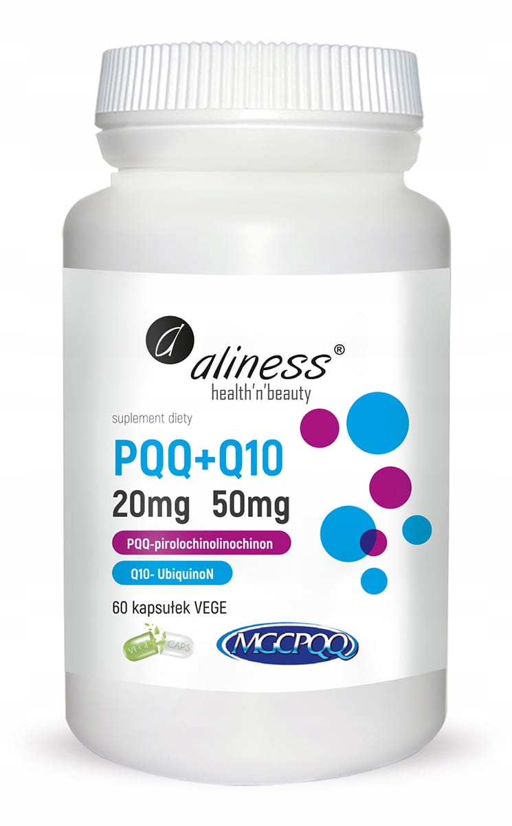 Zestaw 2x Aliness PQQ 20mg + Koenzym Q10 50mg x 60 kaps VEGE METABOLIZM SEN
