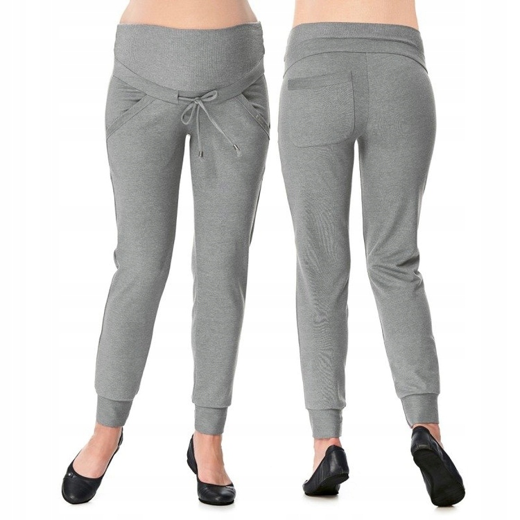 Těhotenské kalhoty Damla 9fashion, šedý melír, bavlněné, pohodlné pro maminky